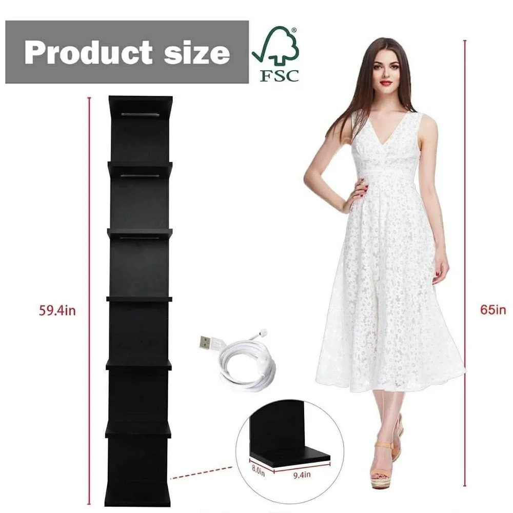 7-tier Wall Shelf With‎ 10 RGB Lightning Modes Multifunctional Wall Mounted